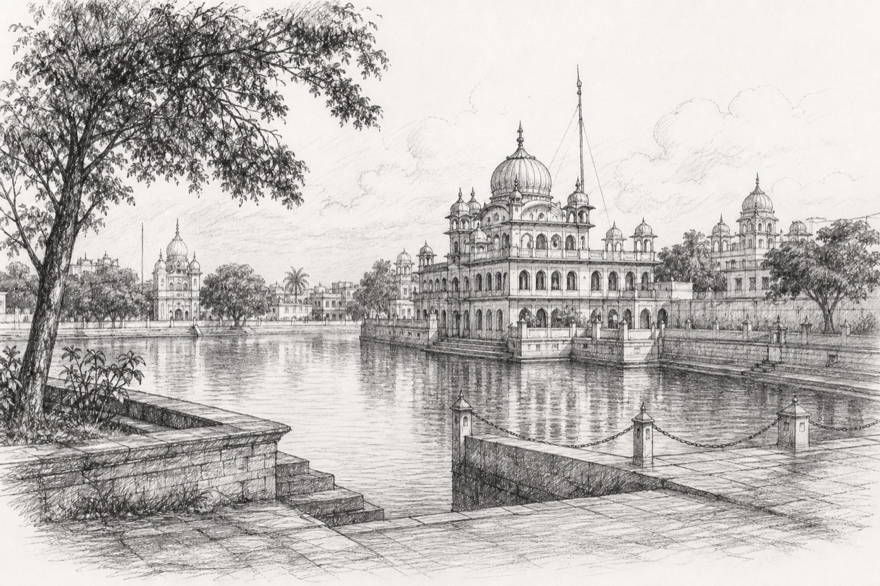 Hand-drawn pencil travel sketch for Ludhiana