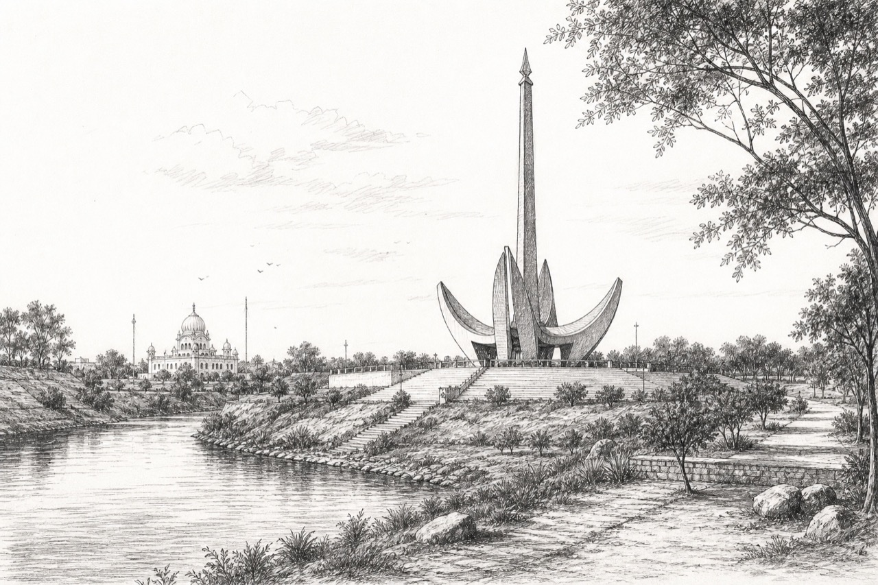 Hand-drawn pencil travel sketch for Mohali