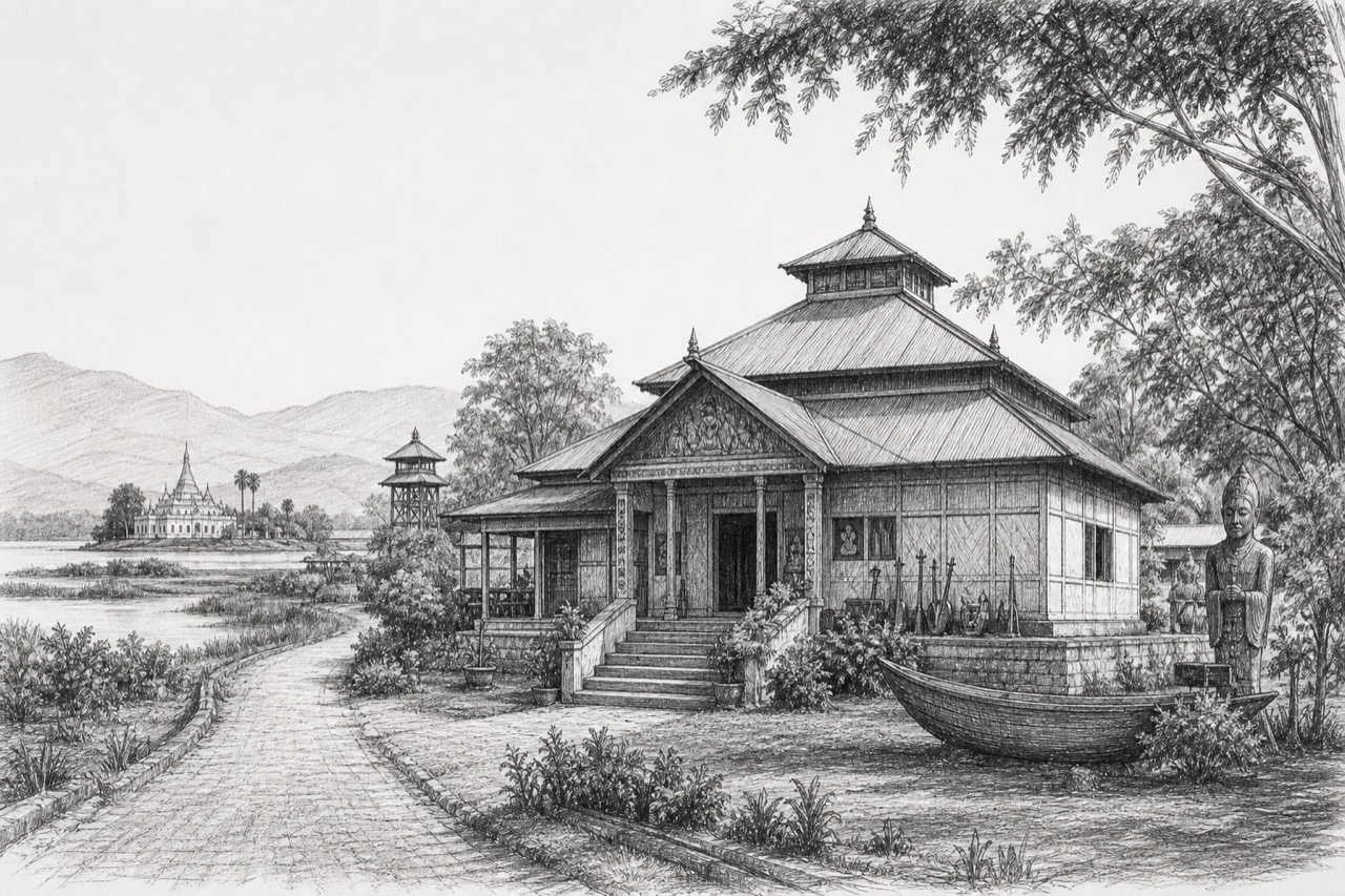 Hand-drawn pencil travel sketch for Moirāng
