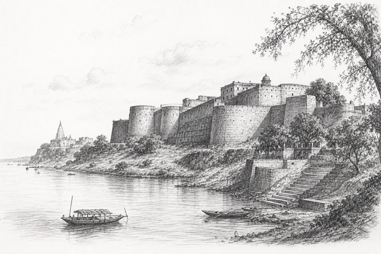 Hand-drawn pencil travel sketch for Munger