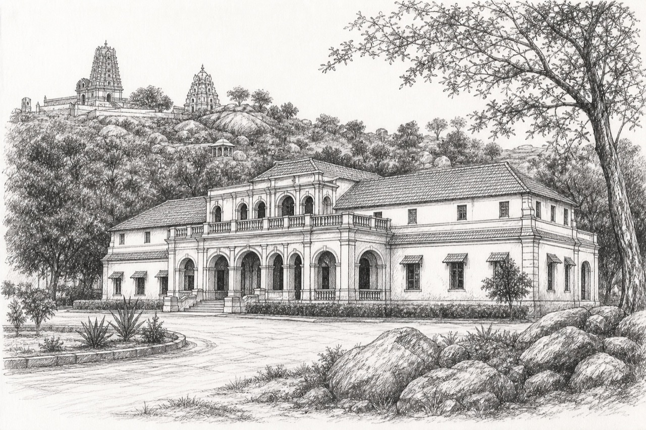 Hand-drawn pencil travel sketch for Nalgonda