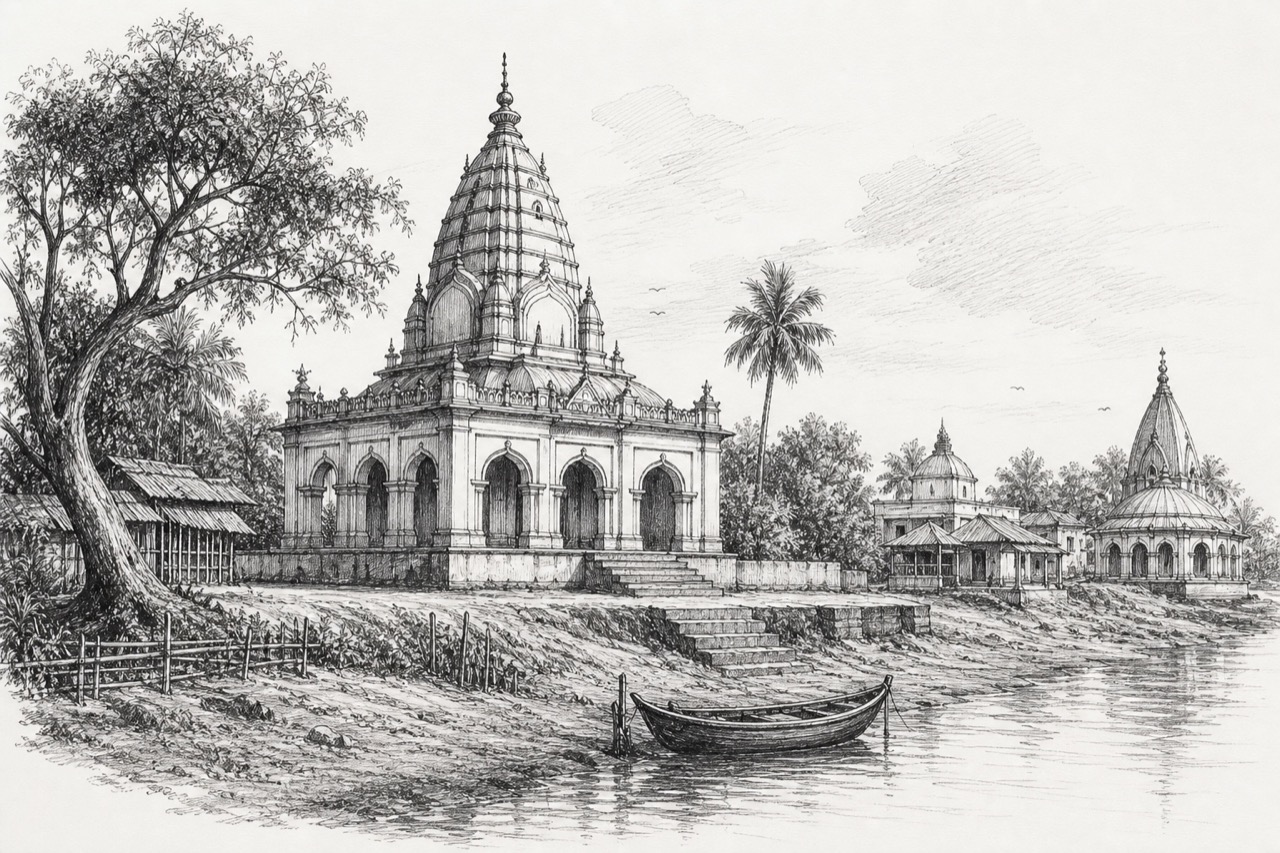 Hand-drawn pencil travel sketch for Namkhana area