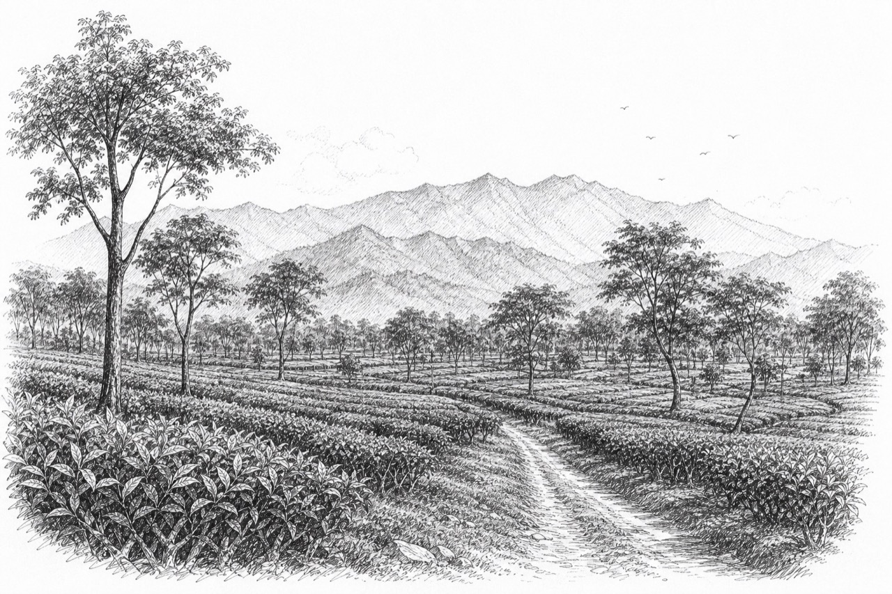 Hand-drawn pencil travel sketch for Odlābāri, India