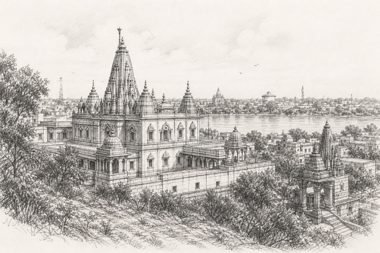 Hand-drawn pencil travel sketch for Pālanpur