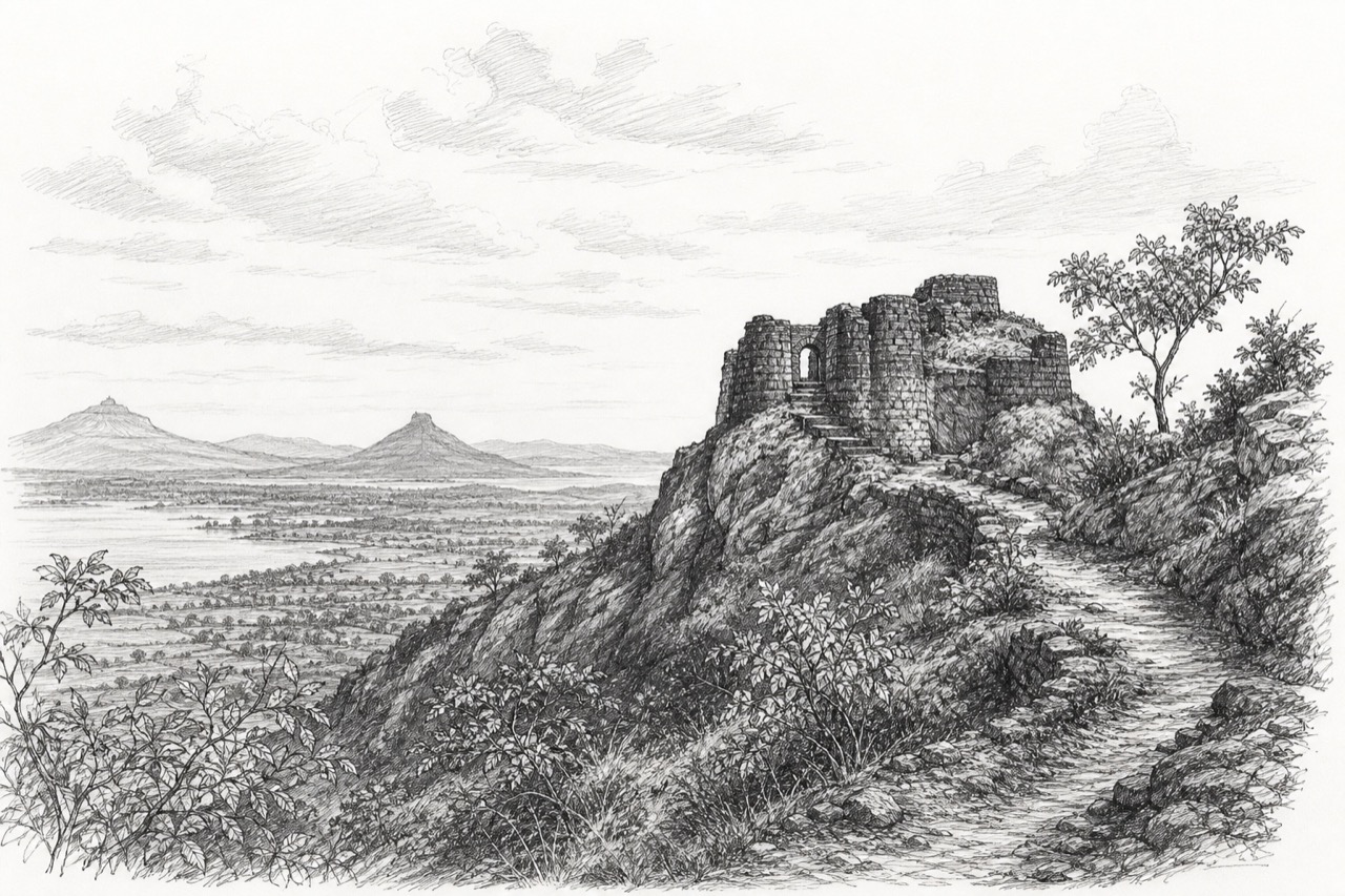 Hand-drawn pencil travel sketch for Pālghar