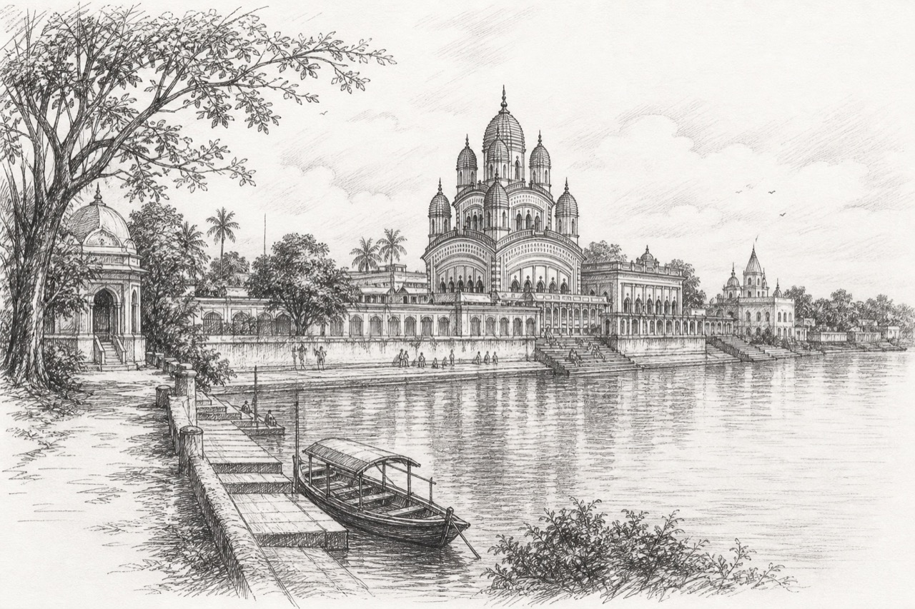 Hand-drawn pencil travel sketch for Pānihāti