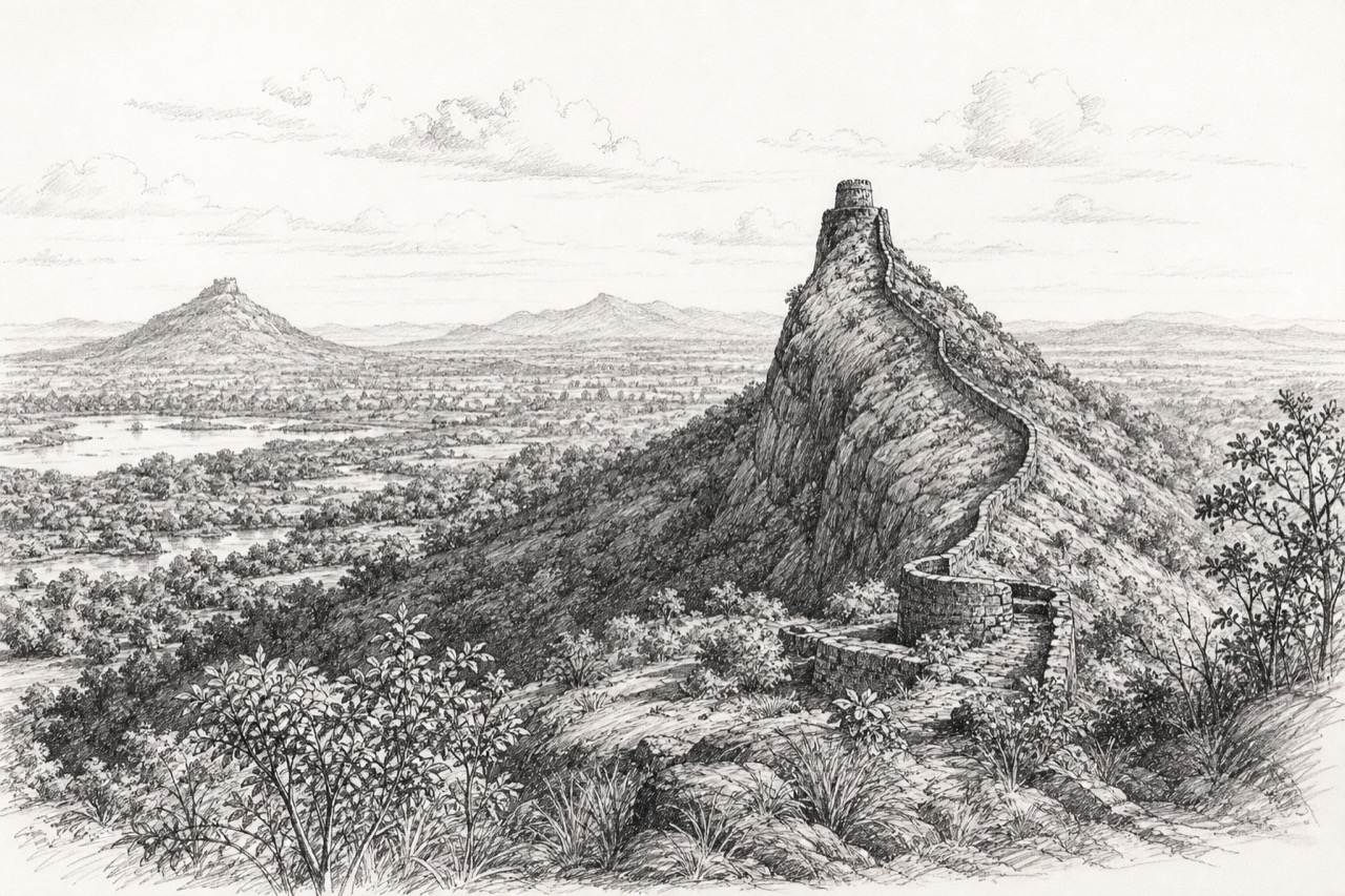 Hand-drawn pencil travel sketch for Panvel