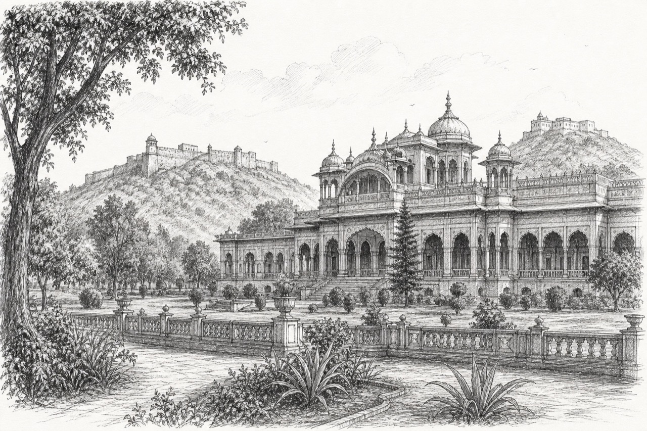 Hand-drawn pencil travel sketch for Patiāla