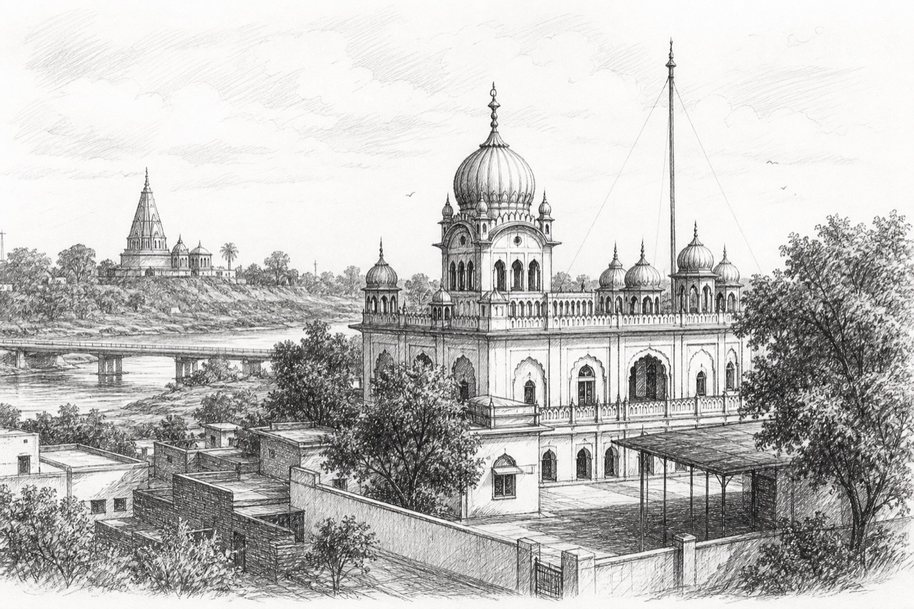 Hand-drawn pencil travel sketch for Raebareli