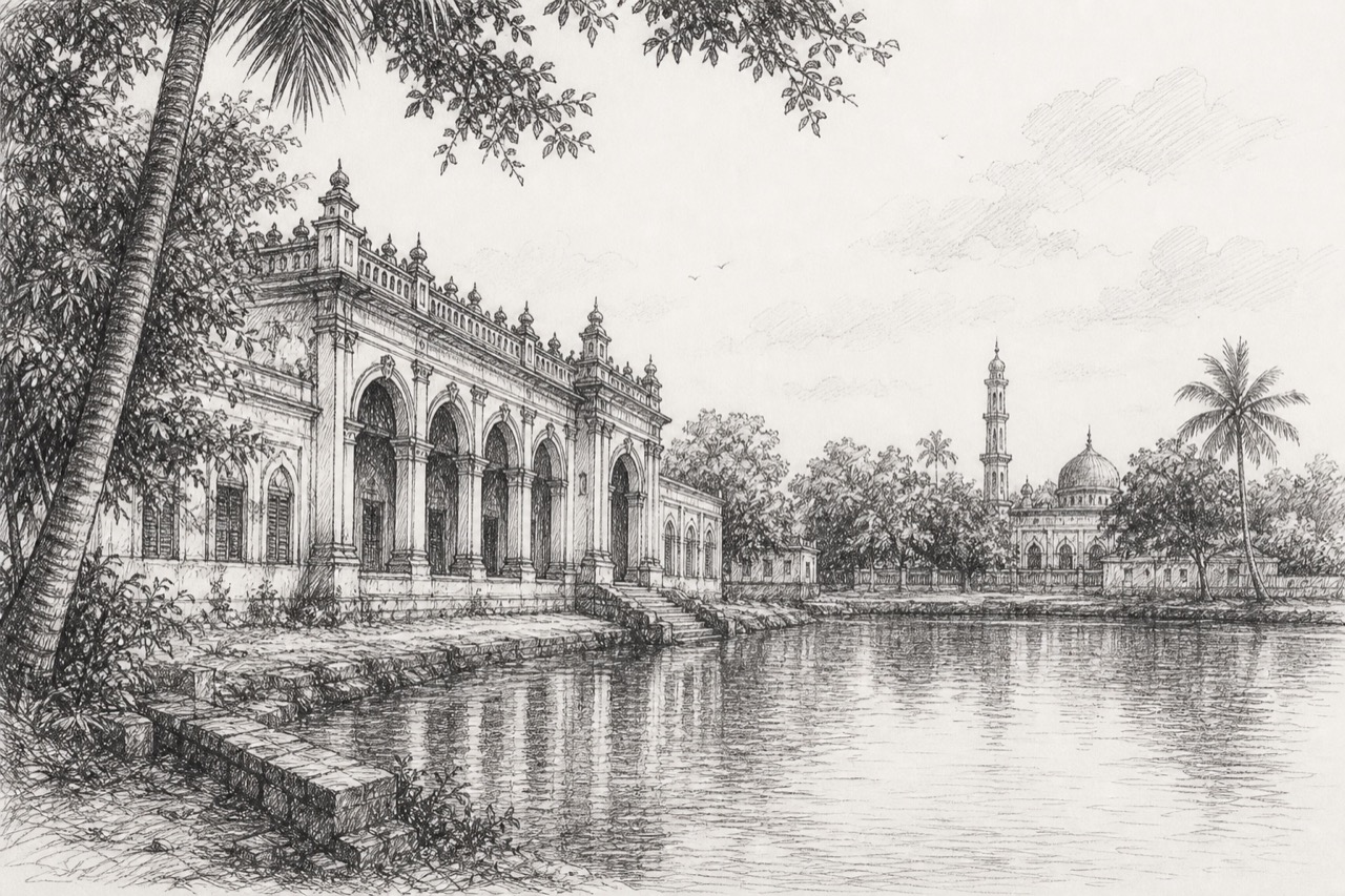 Hand-drawn pencil travel sketch for Rāiganj
