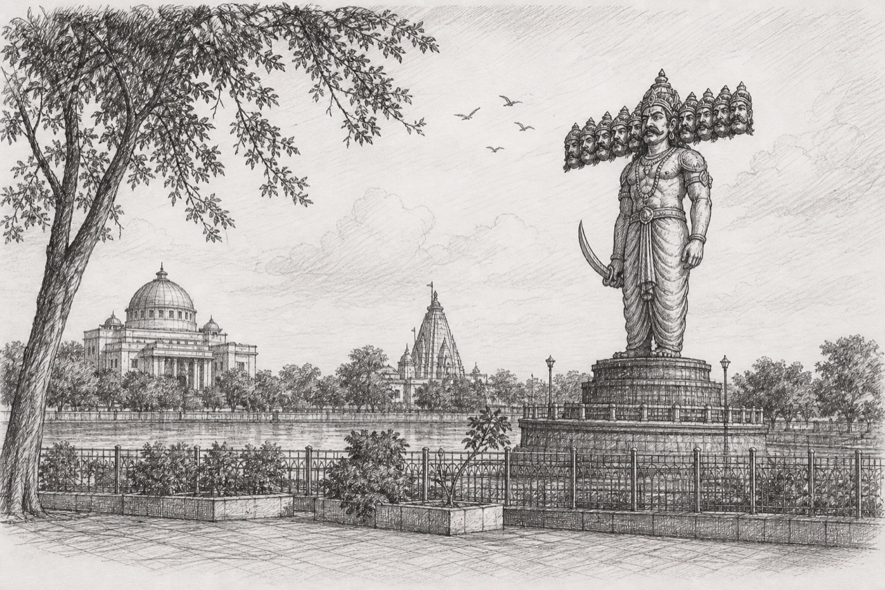 Hand-drawn pencil travel sketch for Raipur