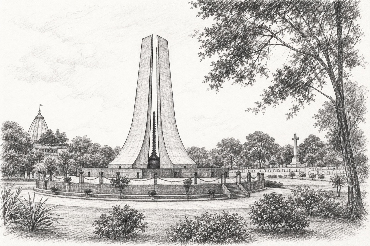 Hand-drawn pencil travel sketch for Ranchi