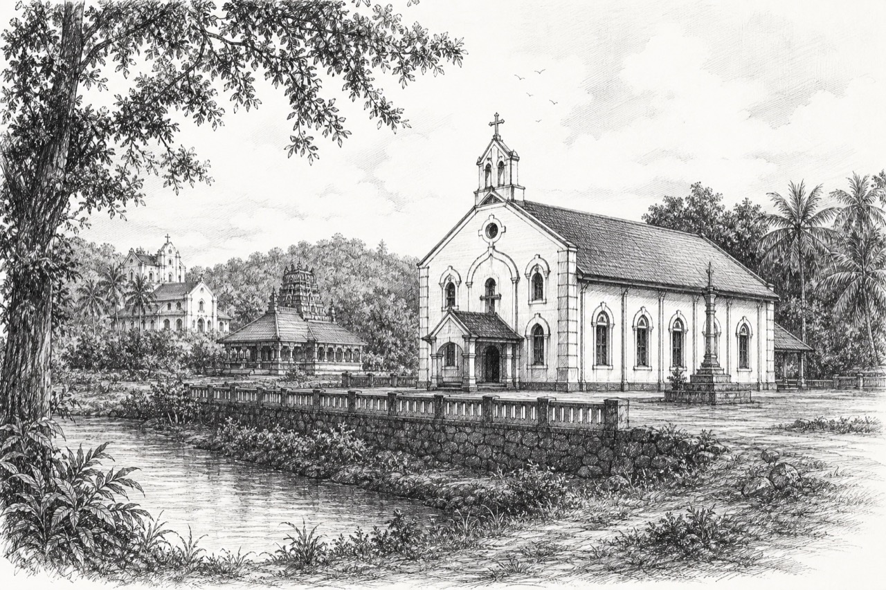 Hand-drawn pencil travel sketch for Ranni area