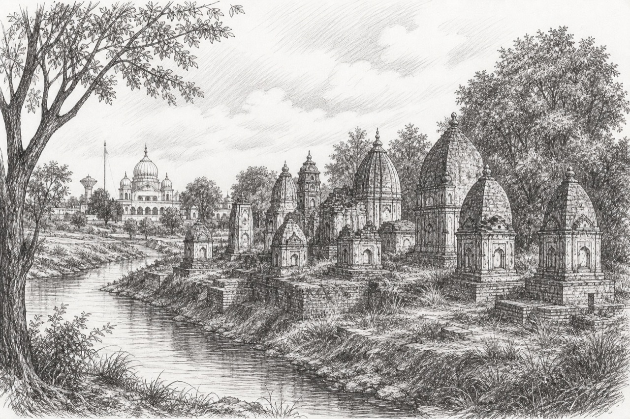 Hand-drawn pencil travel sketch for Roorkee
