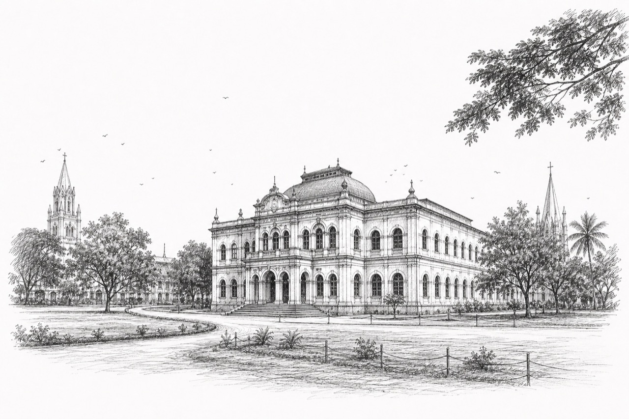 Hand-drawn pencil travel sketch for Salem, India