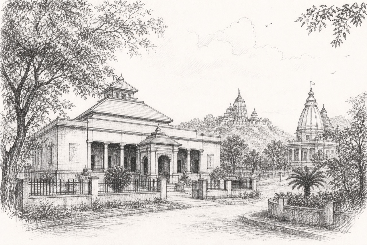 Hand-drawn pencil travel sketch for Sambalpur