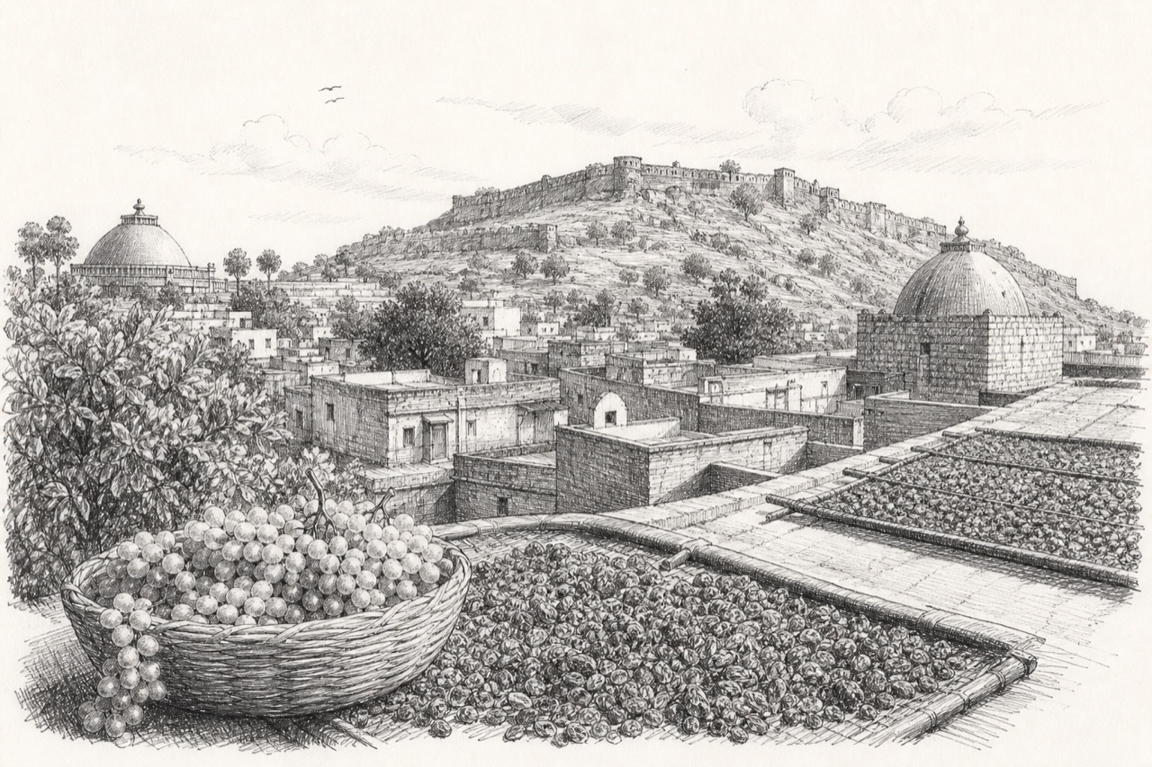 Hand-drawn pencil travel sketch for Sānchi