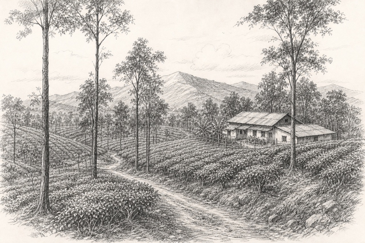 Hand-drawn pencil travel sketch for Siliguri
