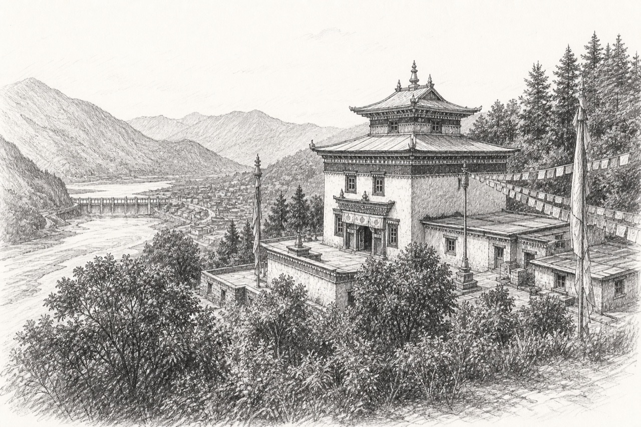 Hand-drawn pencil travel sketch for Vikāsnagar