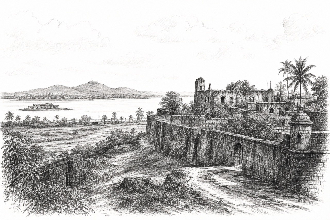 Hand-drawn pencil travel sketch for Virār
