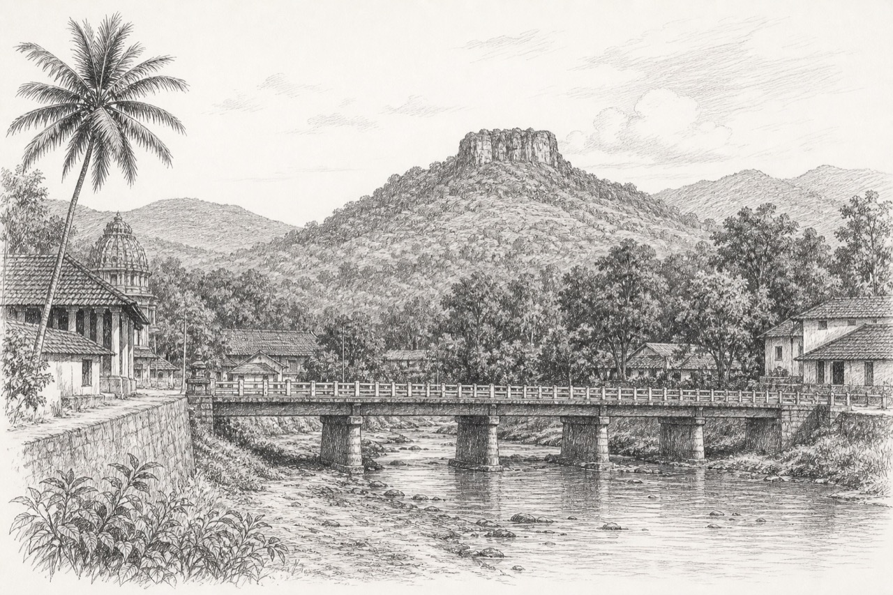 Hand-drawn pencil travel sketch for Yellāpur