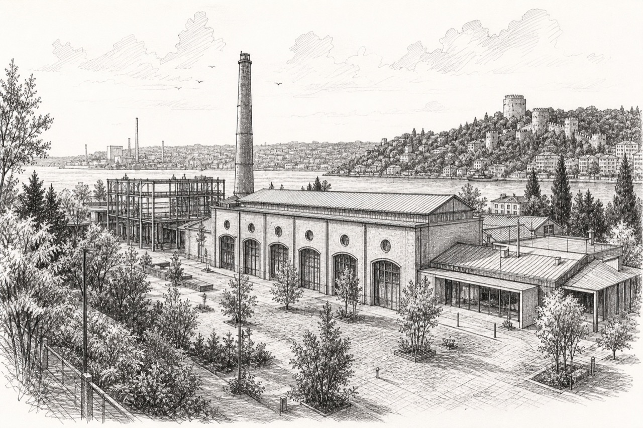 Hand-drawn pencil travel sketch for Istanbul, Turkey