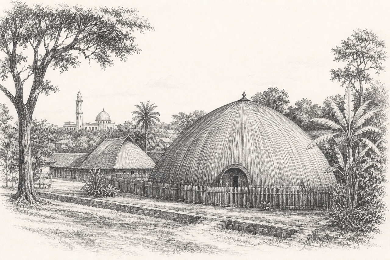 Hand-drawn pencil travel sketch for Kampala, Uganda