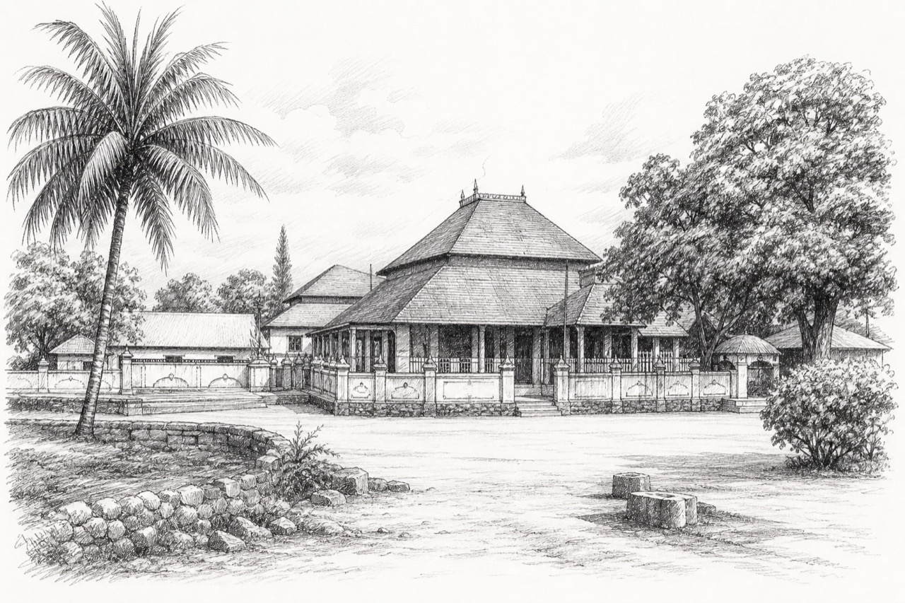 Hand-drawn pencil travel sketch for Kumasi, Ghana