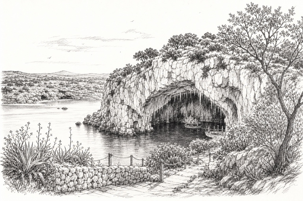 Hand-drawn pencil travel sketch for Manacor, Spain