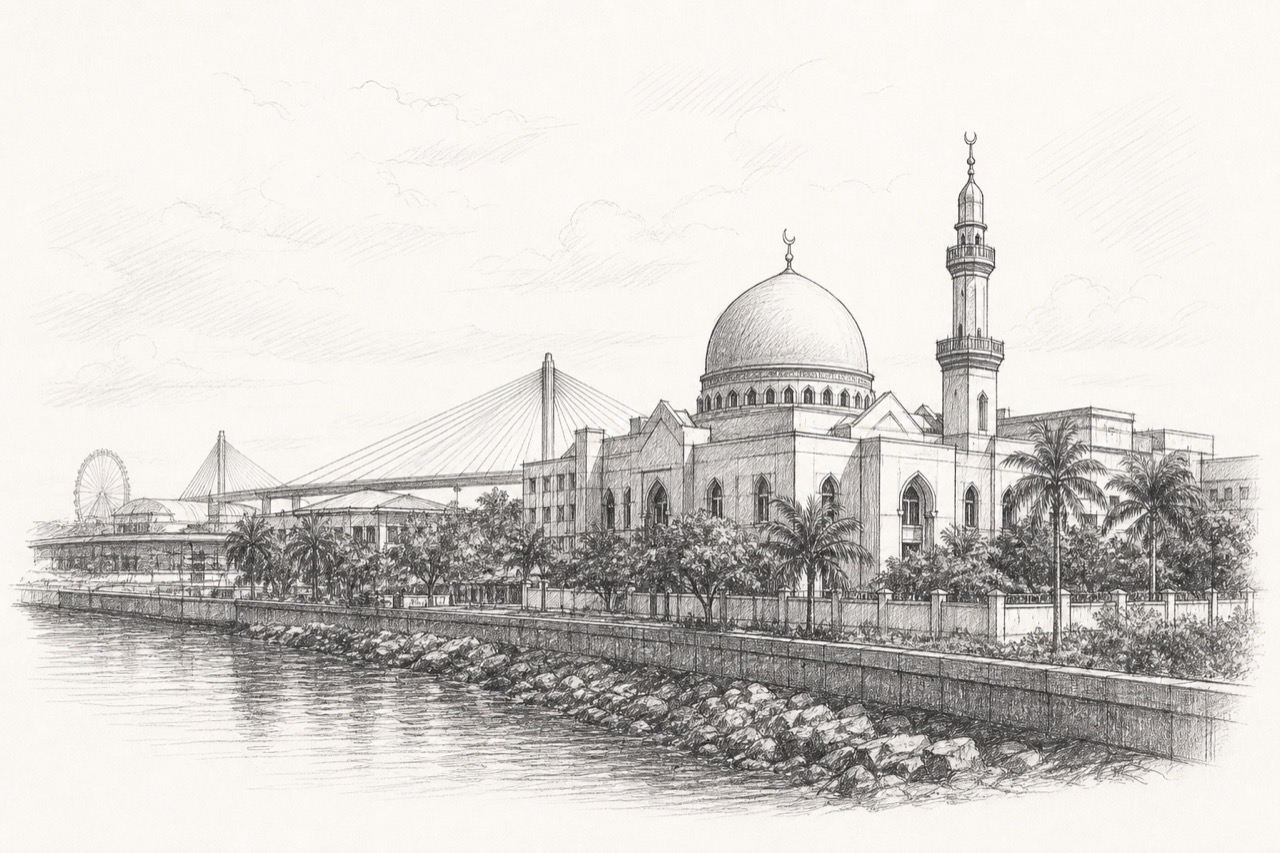 Hand-drawn pencil travel sketch for Manila, Philippines