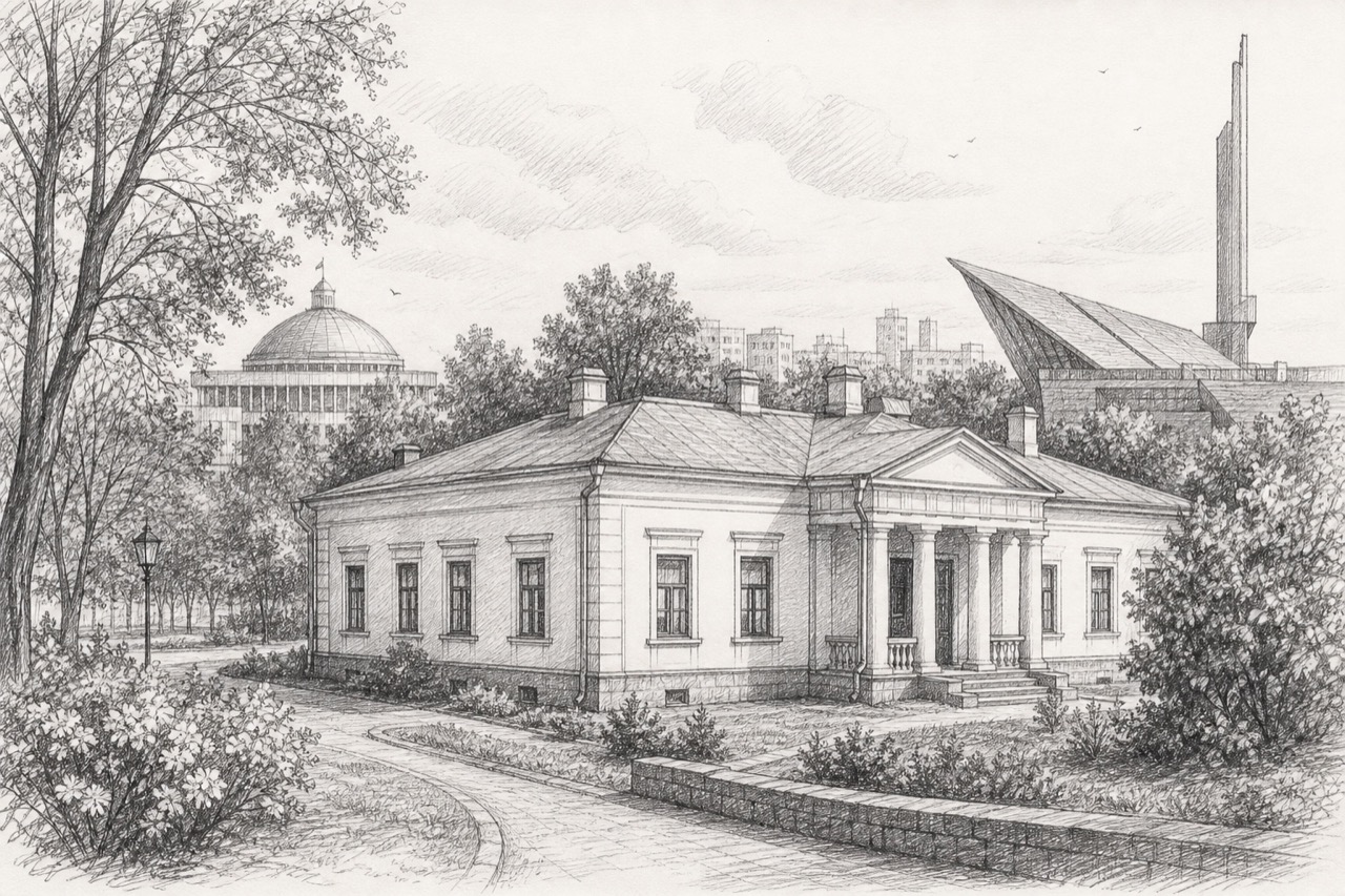 Hand-drawn pencil travel sketch for Minsk, Belarus