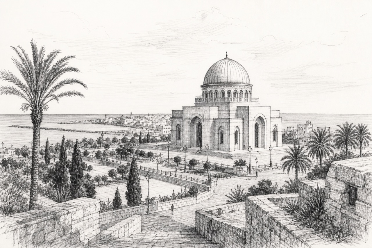Hand-drawn pencil travel sketch for Monastir, Tunisia
