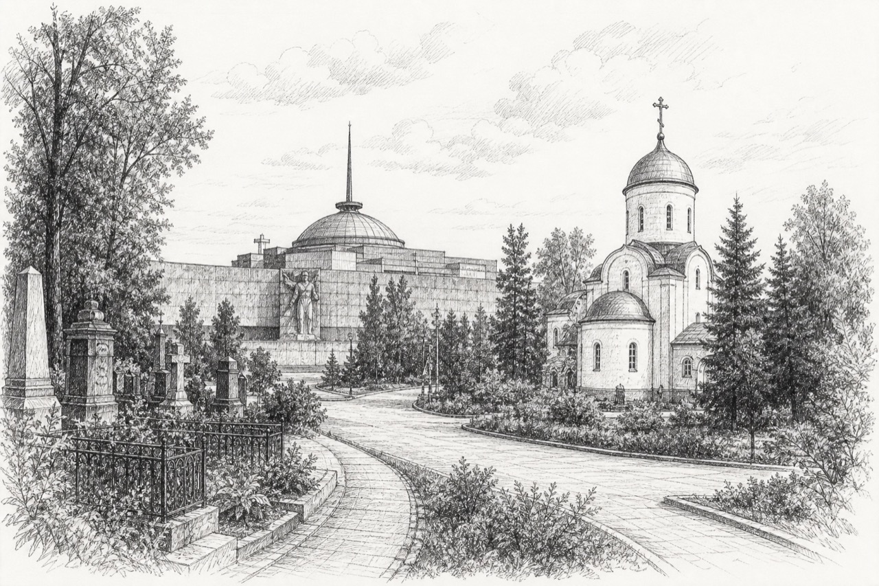 Hand-drawn pencil travel sketch for Moscow, Russia