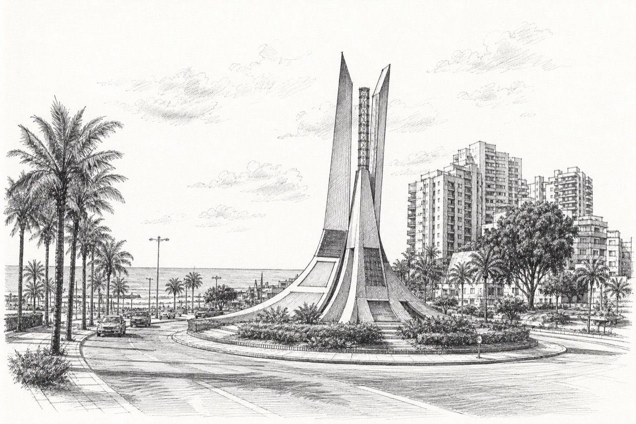 Hand-drawn pencil travel sketch for Netanya, Israel