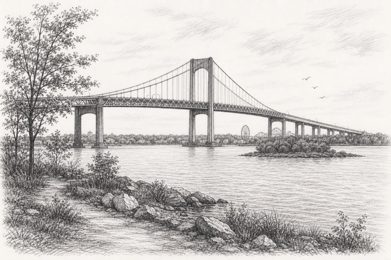 Hand-drawn pencil travel sketch for New York City, United States