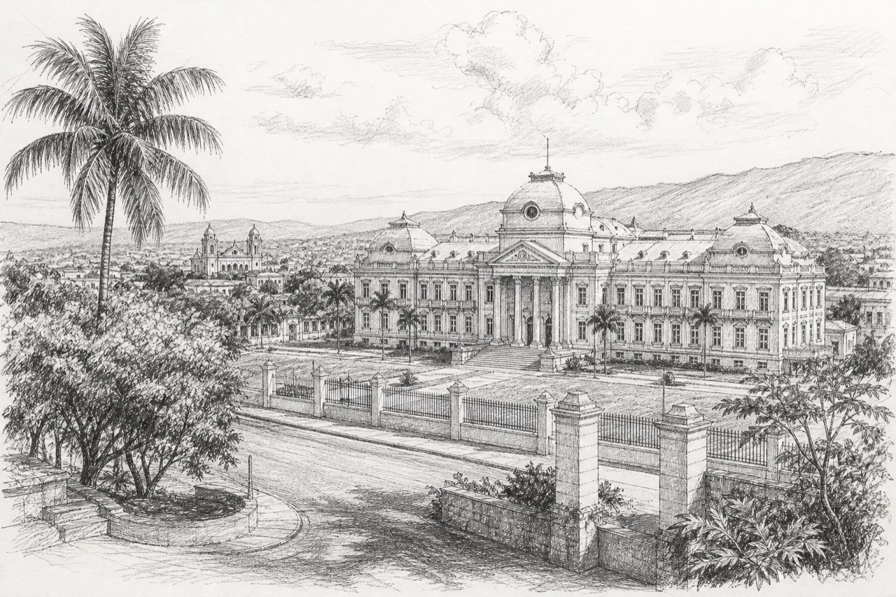 Hand-drawn pencil travel sketch for Port-au-Prince, Haiti