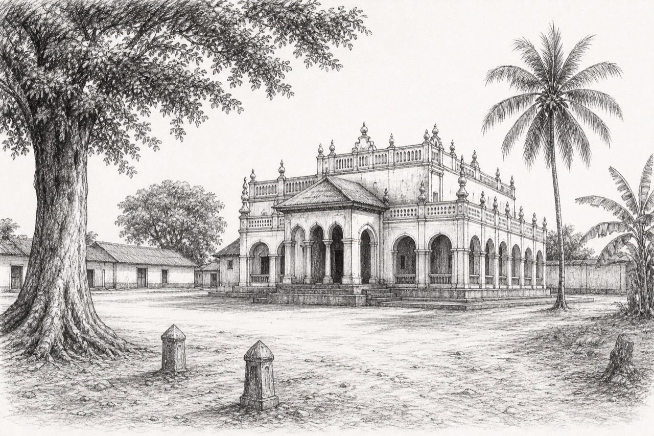 Hand-drawn pencil travel sketch for Porto-Novo, Benin