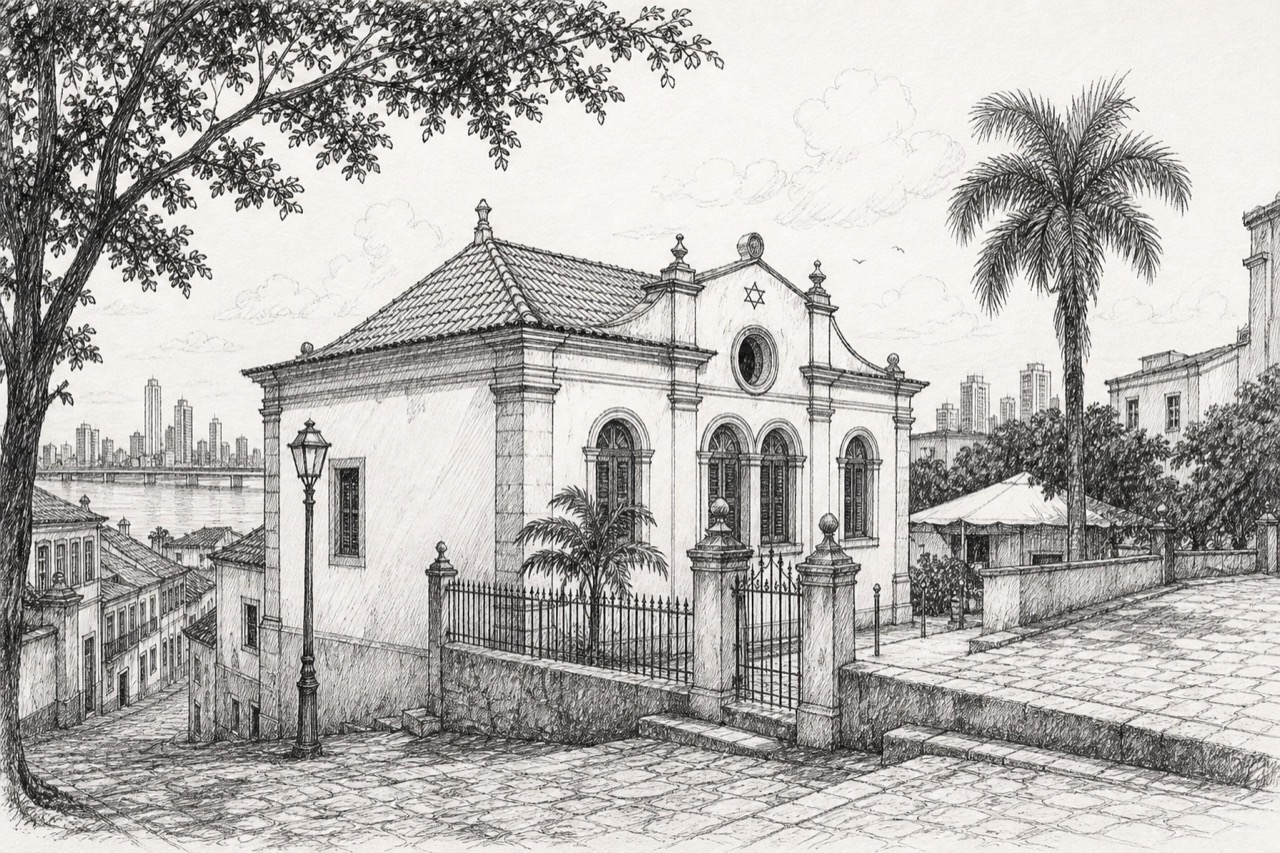 Hand-drawn pencil travel sketch for Recife, Brazil