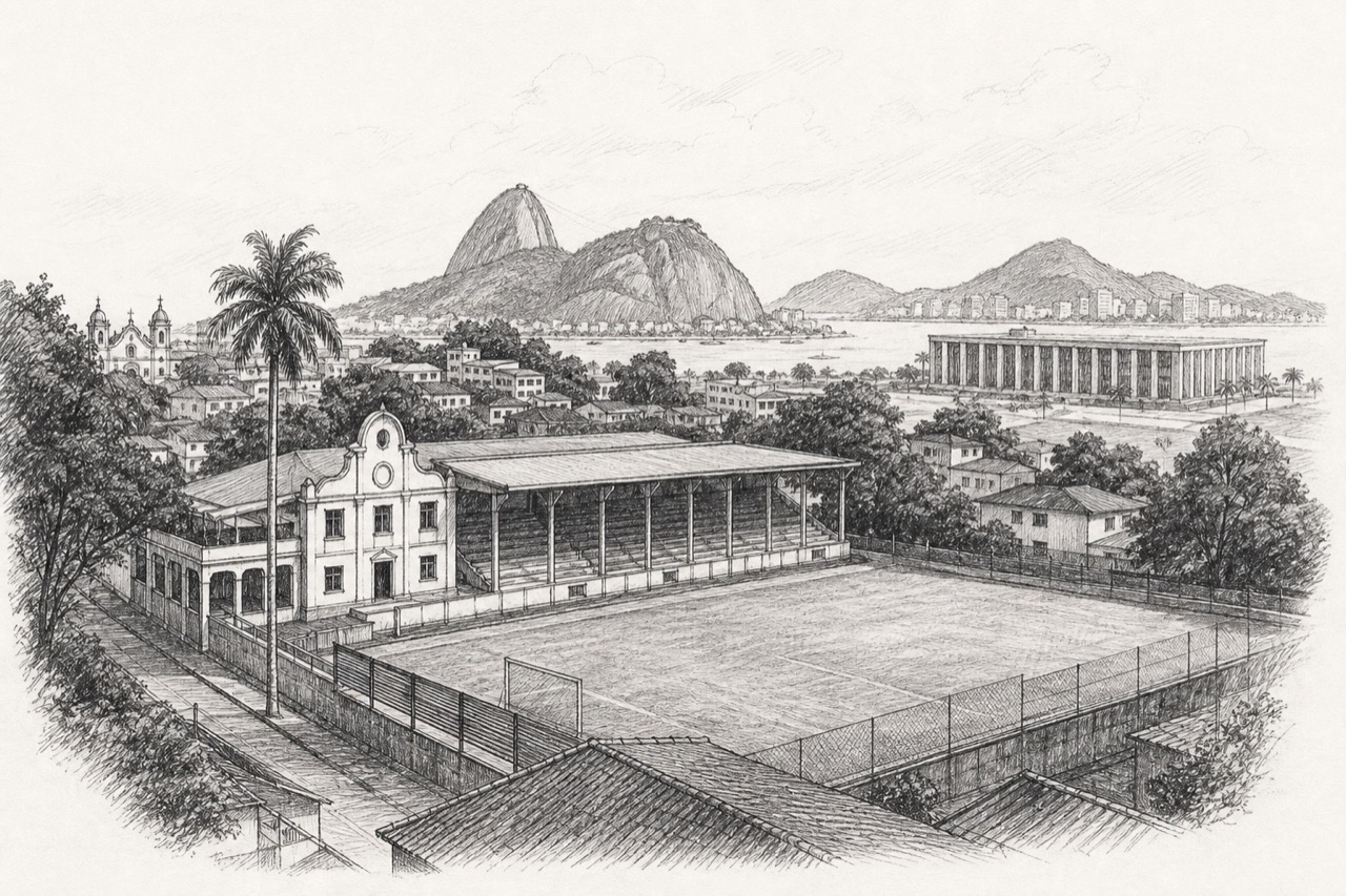 Hand-drawn pencil travel sketch for Rio de Janeiro, Brazil