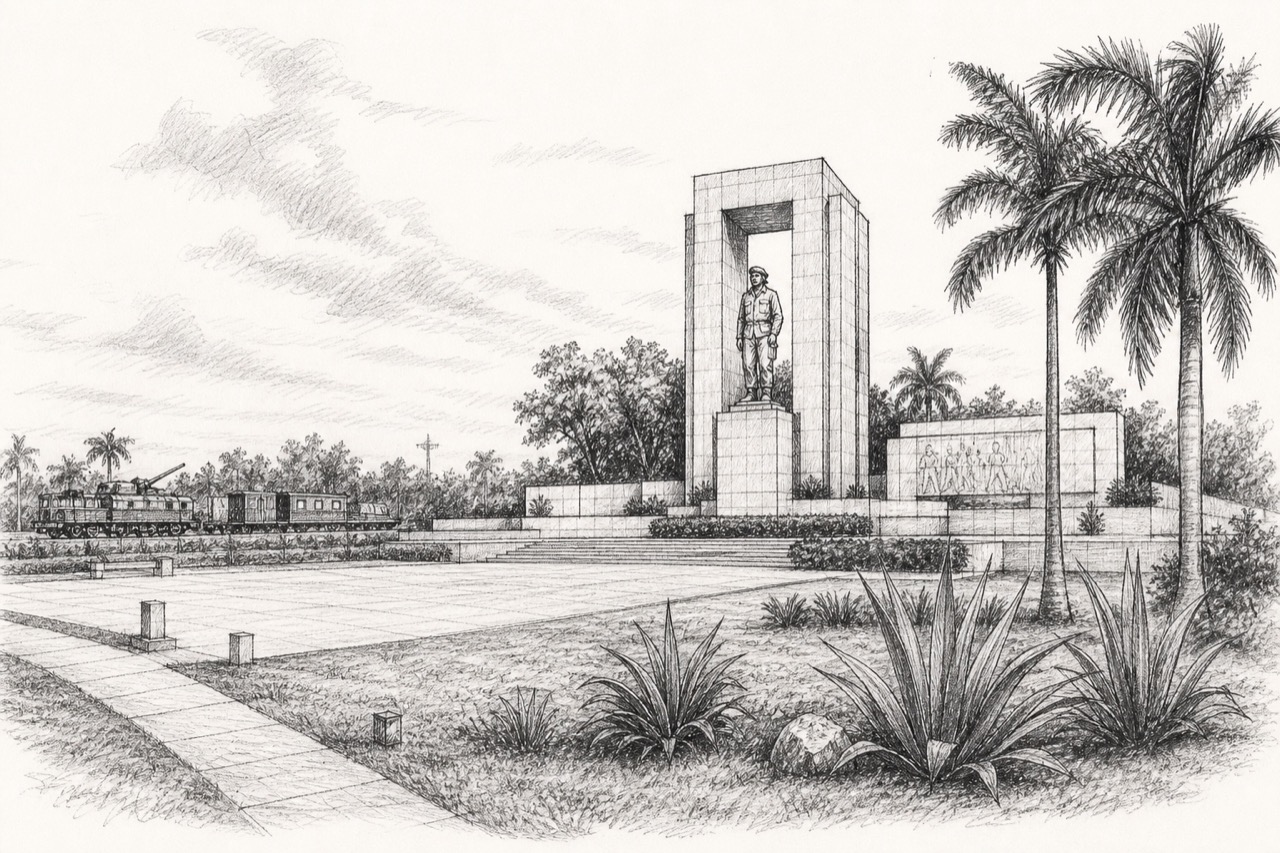 Hand-drawn pencil travel sketch for Santa Clara, Cuba