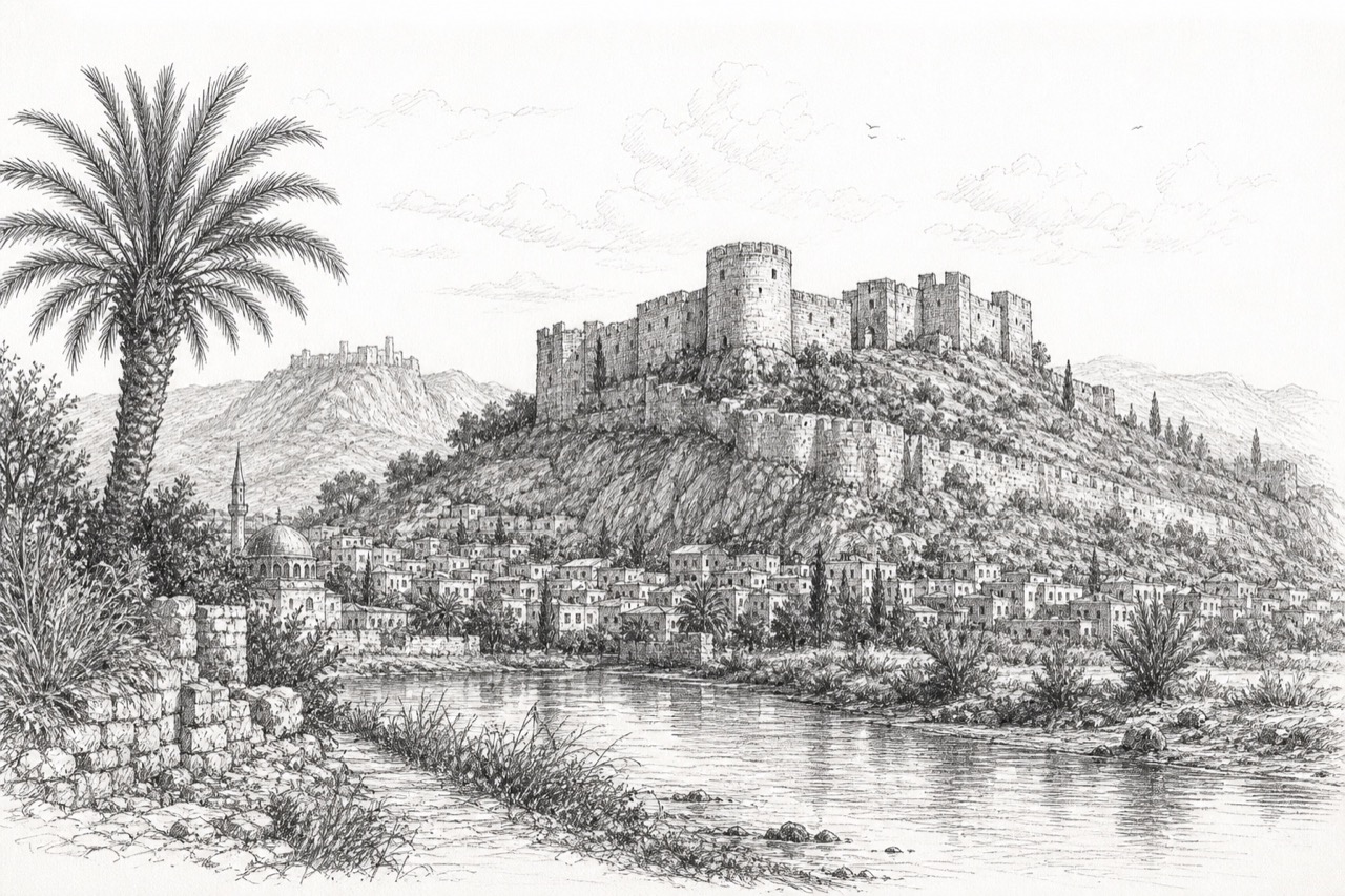Hand-drawn pencil travel sketch for Silifke, Turkey