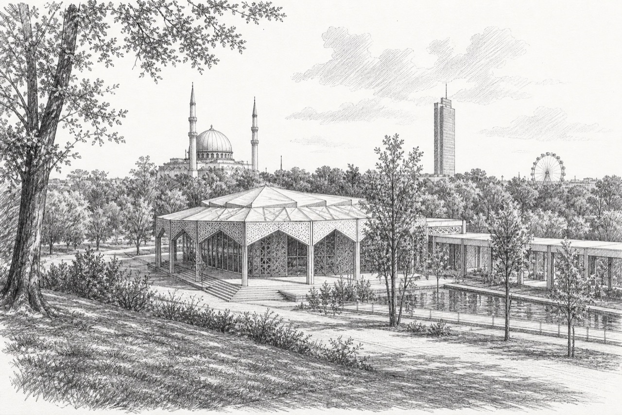 Hand-drawn pencil travel sketch for Vienna, Austria