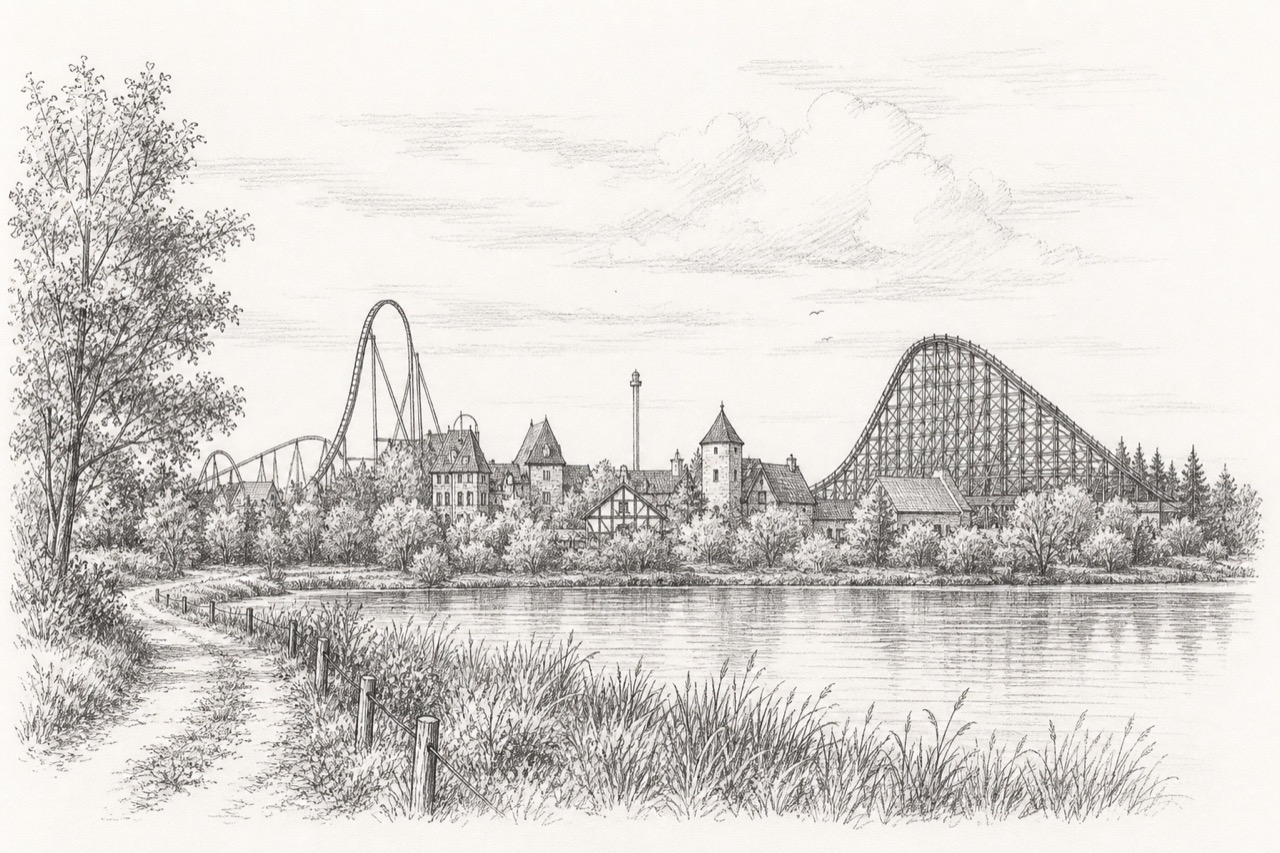 Hand-drawn pencil travel sketch for Zator, Poland