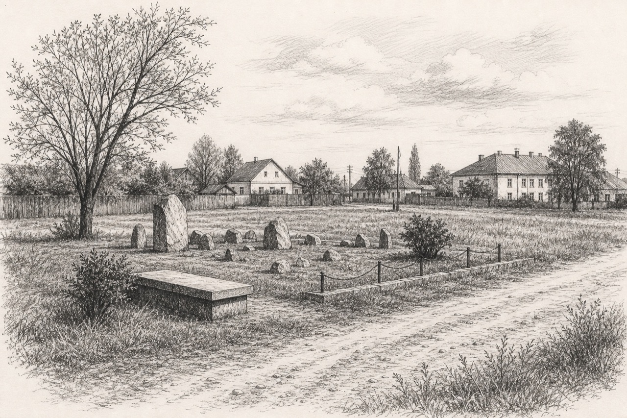 Hand-drawn pencil travel sketch for Zhabinka, Belarus