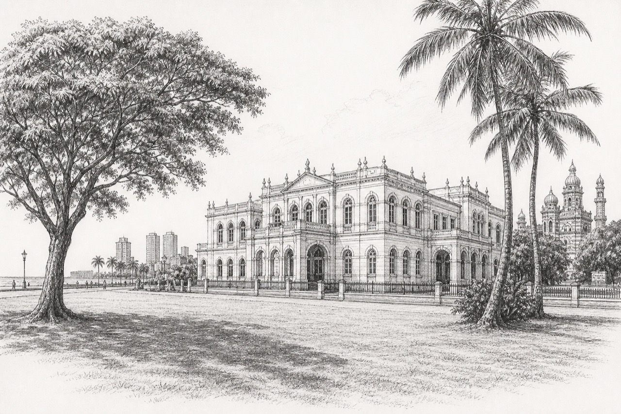 Hand-drawn pencil travel sketch for Colombo, Sri Lanka