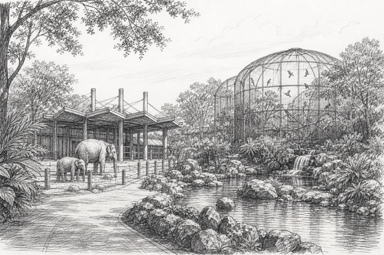 Hand-drawn pencil travel sketch for Melaka, Malaysia