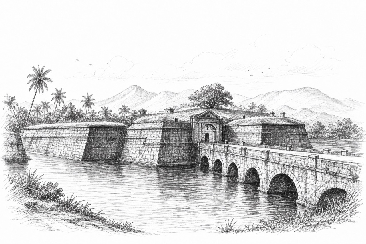 Hand-drawn travel sketch of Palakkad