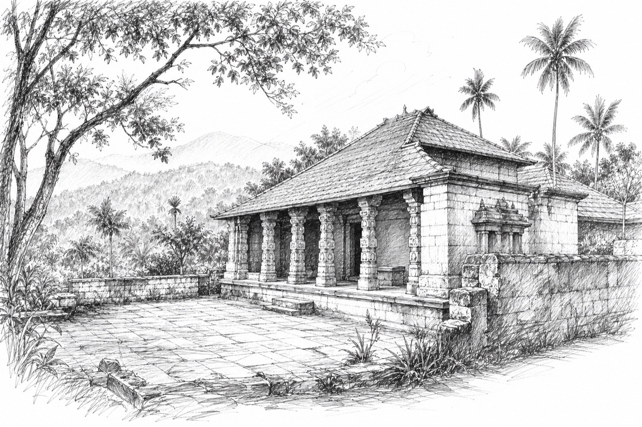 Hand-drawn travel sketch of Sultan Bathery