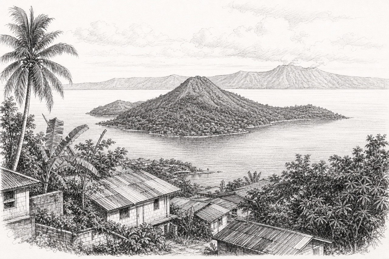 Hand-drawn pencil travel sketch for Bugaan, Philippines