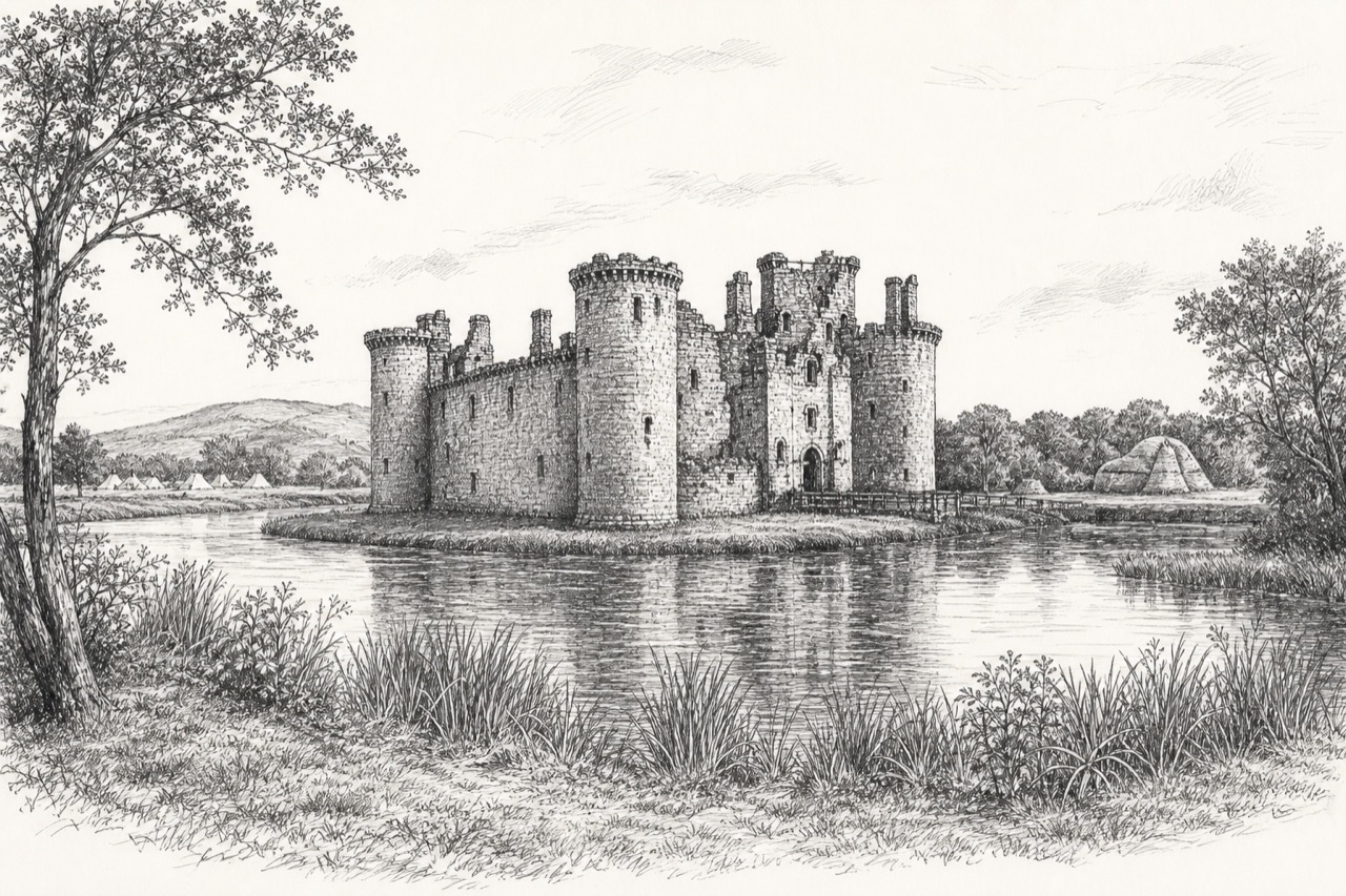 Hand-drawn pencil travel sketch for Cargenbridge, United Kingdom